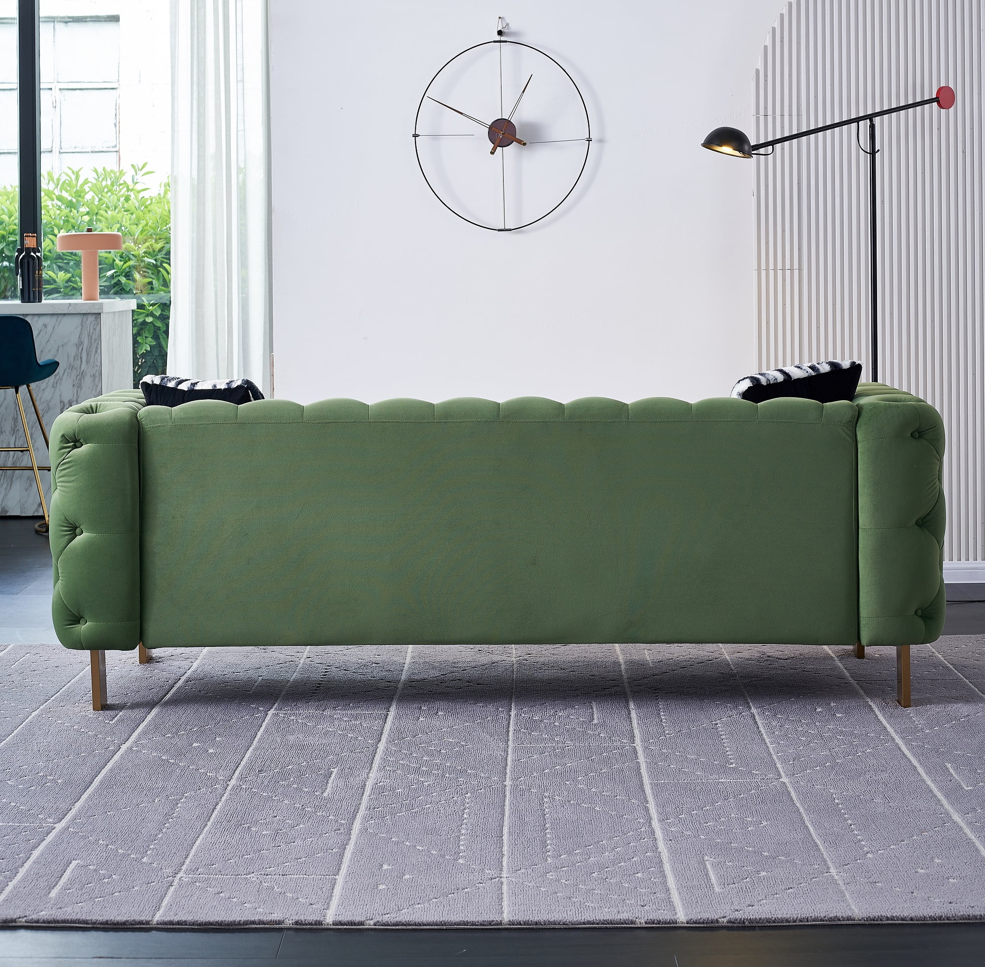 Sofa Couch for Living Room Comfy Couches Tufted Velvet Furniture, with 2 Pillows, 84 inches, Green