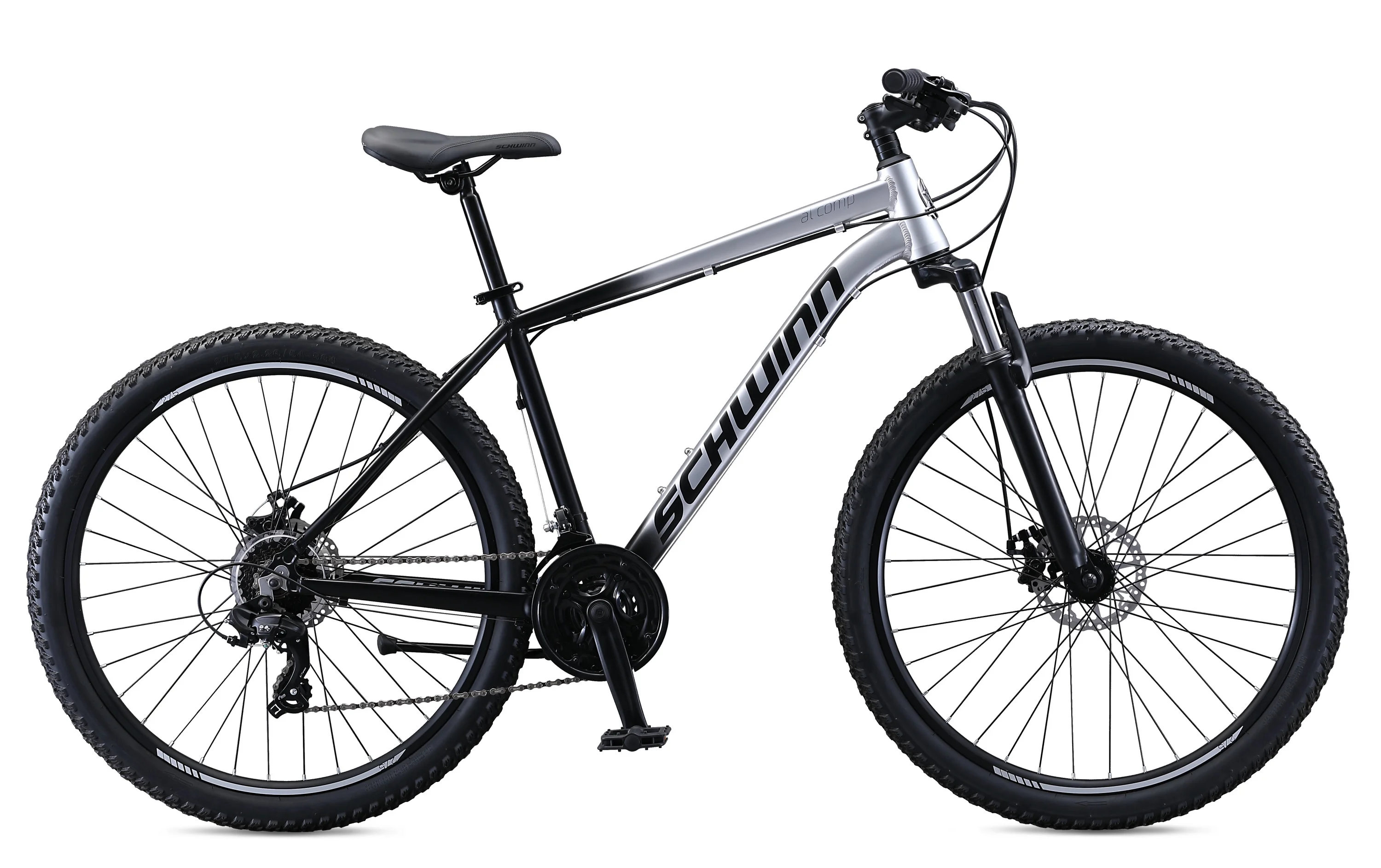 Schwinn AL Comp 27.5 inch Men's Mountain Bike, 21 Speed Adult Bicycle, Grey