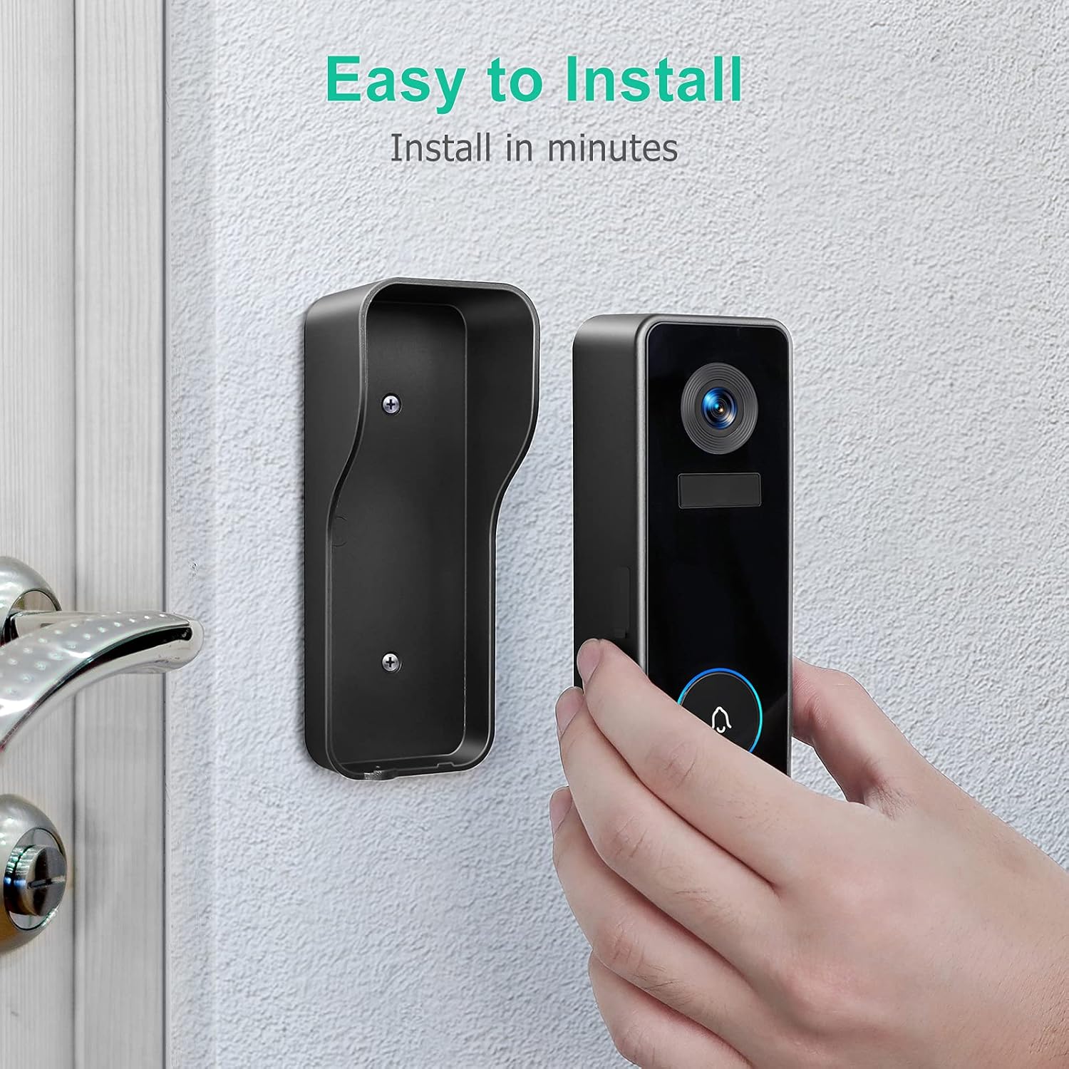 【2021 New】 WiFi Video Doorbell Camera, Morecam Wireless Doorbell Camera with Wireless Chime, 1080P HD, Motion Detection, Anti- Theft Alert