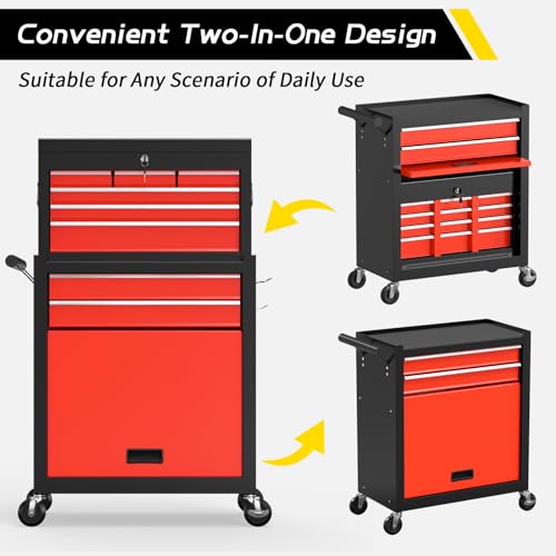On Shine 8 Drawer Rolling Tool Chest, Large Capacity Rolling Tool Box with Wheels, Locking Mechanical Tool Chest