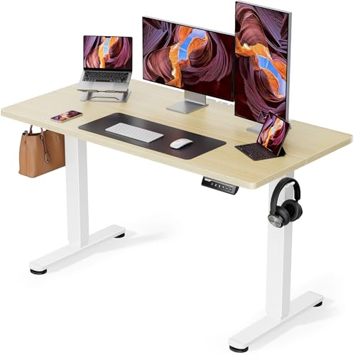 ErGear Height Adjustable Electric Standing Desk, 48 x 24 Inches Sit Stand up Desk, Memory Computer Home Office Desk with Two-Piece Desktop (Walnut)