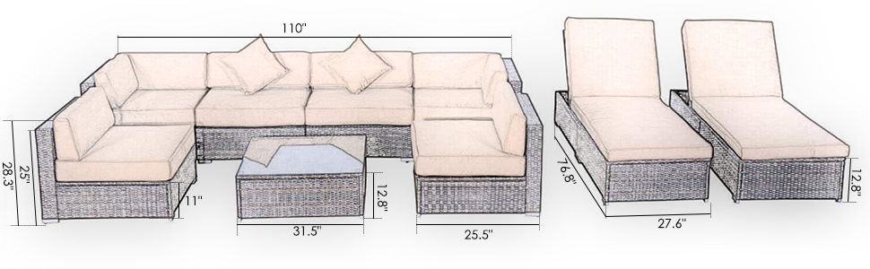 【Home&Garden】【Best Sellers】👍Outsunny 9pcs Outdoor Indoor Wicker Rattan Sofa Set Patio Furniture Garden Sectional Lounge Coffee