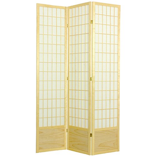 Red Lantern 7 ft. Tall Window Pane Shoji Screen-White-3 Panels Room Divider