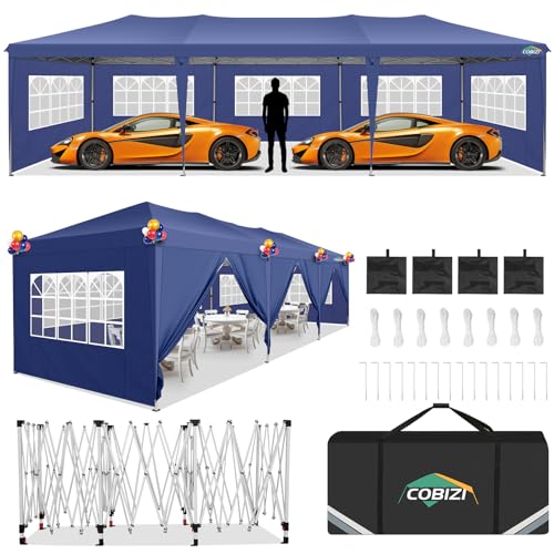 COBIZI 10x10 Pop up Canopy Tent Protable Canopy Tent with 4 Sidewalls Waterproof Commercial Instant Shelter for Parties, Wedding