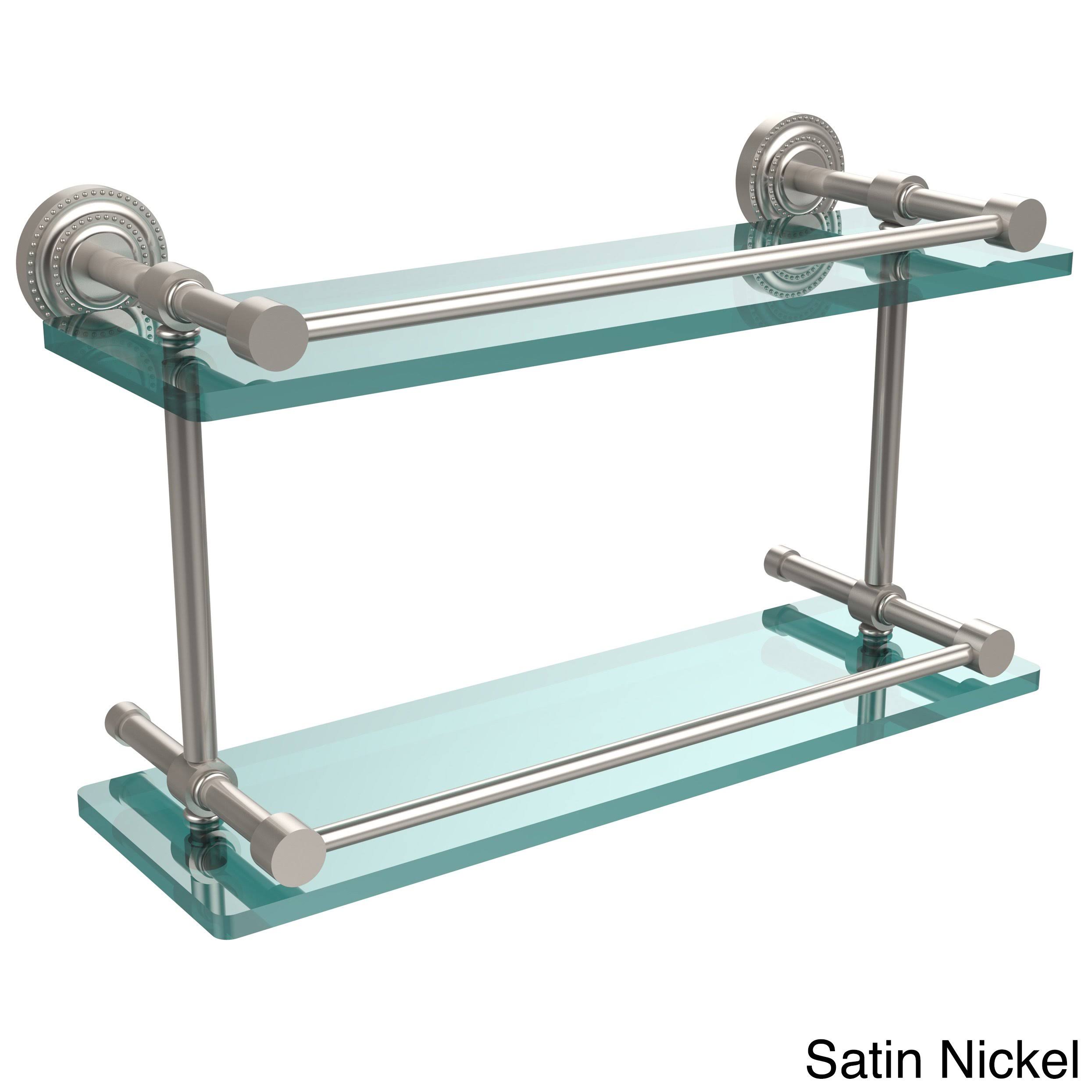 Allied Brass Dottingham Double Glass Shelf with Gallery Rail - Satin Chrome - 16 inch