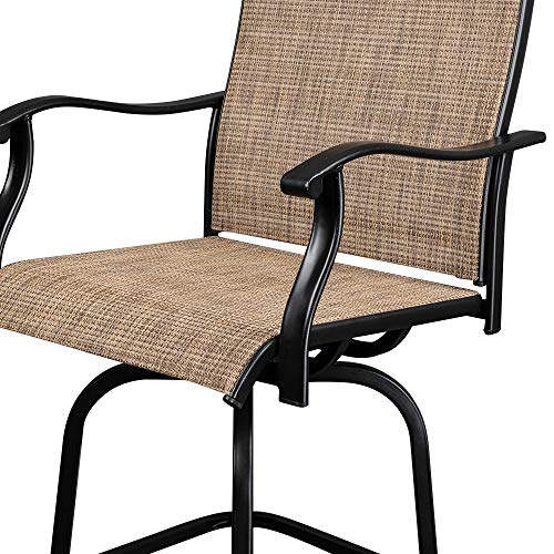 VINGLI Upgraded 3PCS Swivel Outdoor Bar Set Patio Bar Set Outdoor Bistro Set, 2 Swivel Bar Stools and Bar Table for Yard