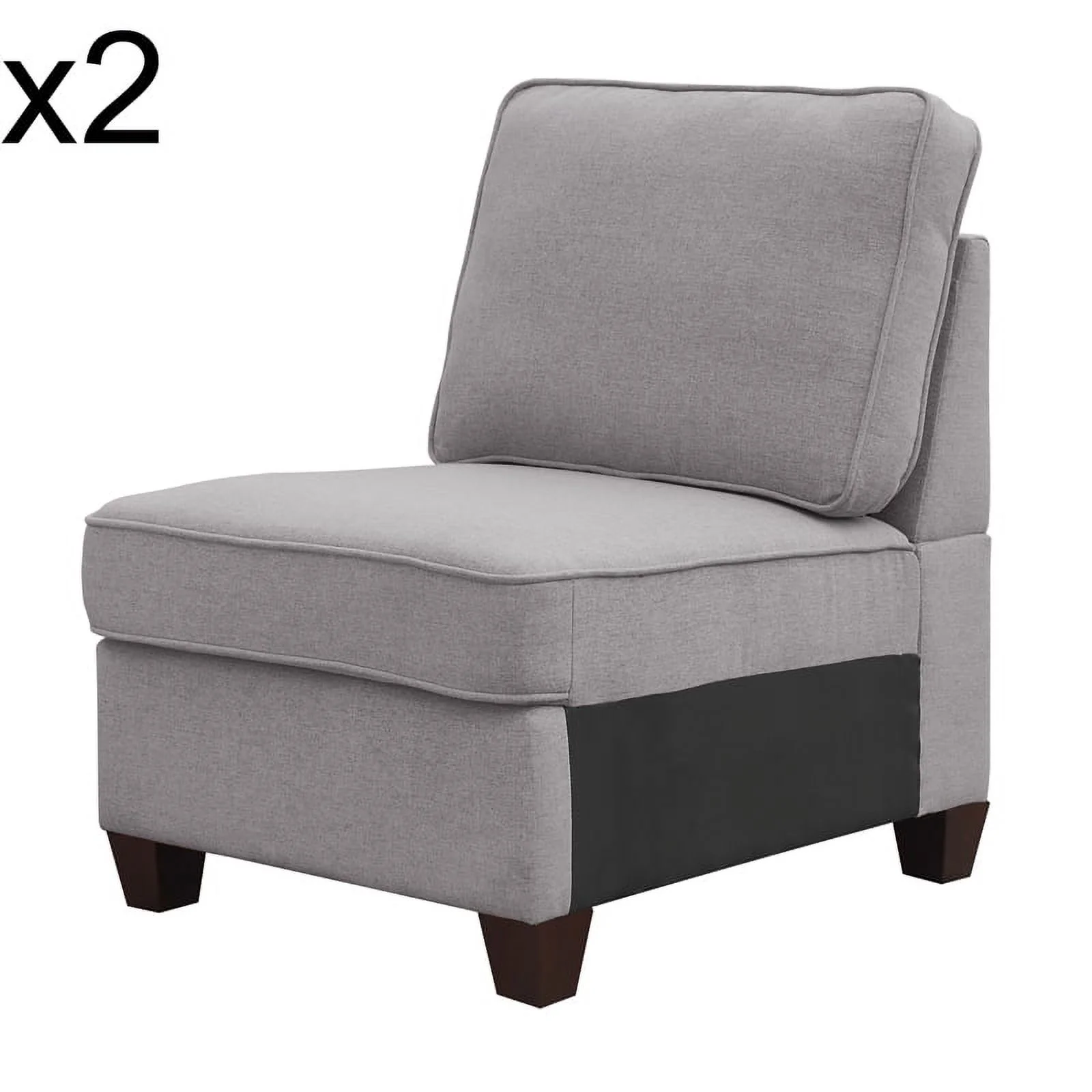 Bowery Hill Modern 6-PC Fabric Modular Sectional Sofa with Ottoman in Light Gray
