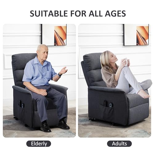 HOMCOM Power Lift Recliner Chair for Elderly, Easy Assembly, Fabric Lift Chair for Adults, Recliner Sofa with Remote Control