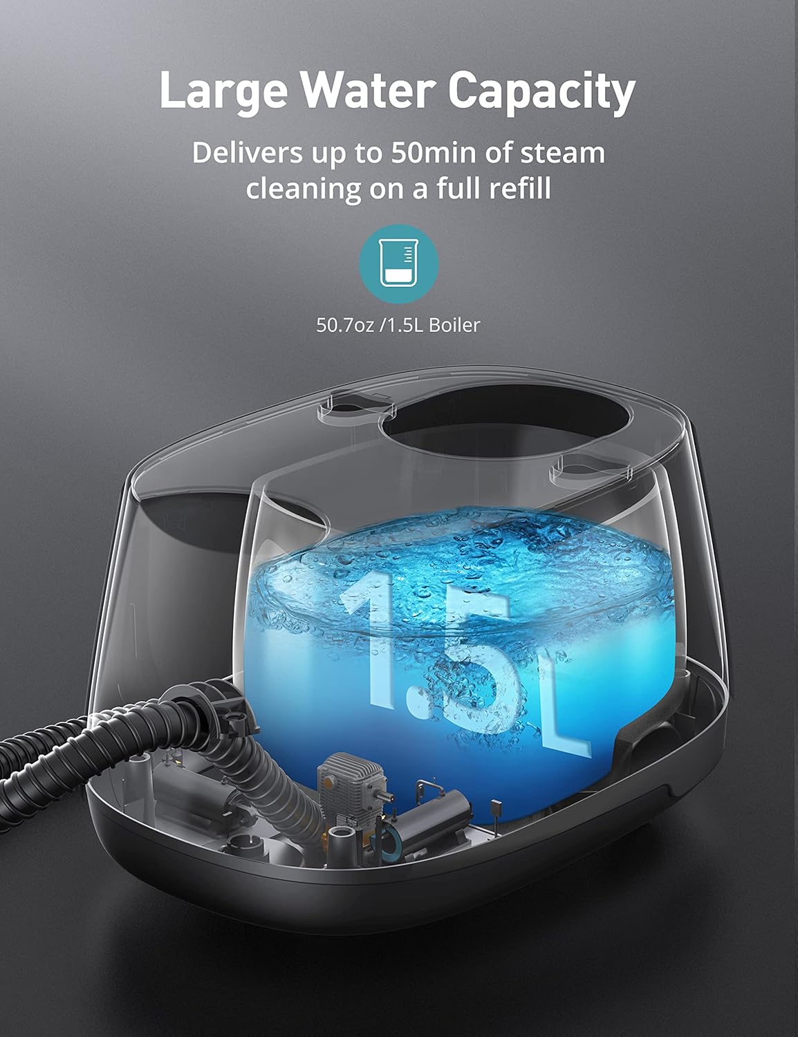 Steam Cleaner, Aspiron 70S Heat Up Multipurpose Portable Steamer for Carpet and Upholstery Floors Car Kitchen Tiles, 6M Power Cord