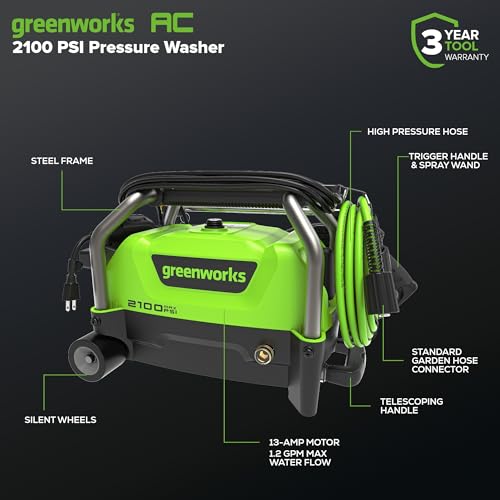 Greenworks 2000 PSI 1.2 GPM Pressure Washer (Open Frame GPW2003) GPW2003