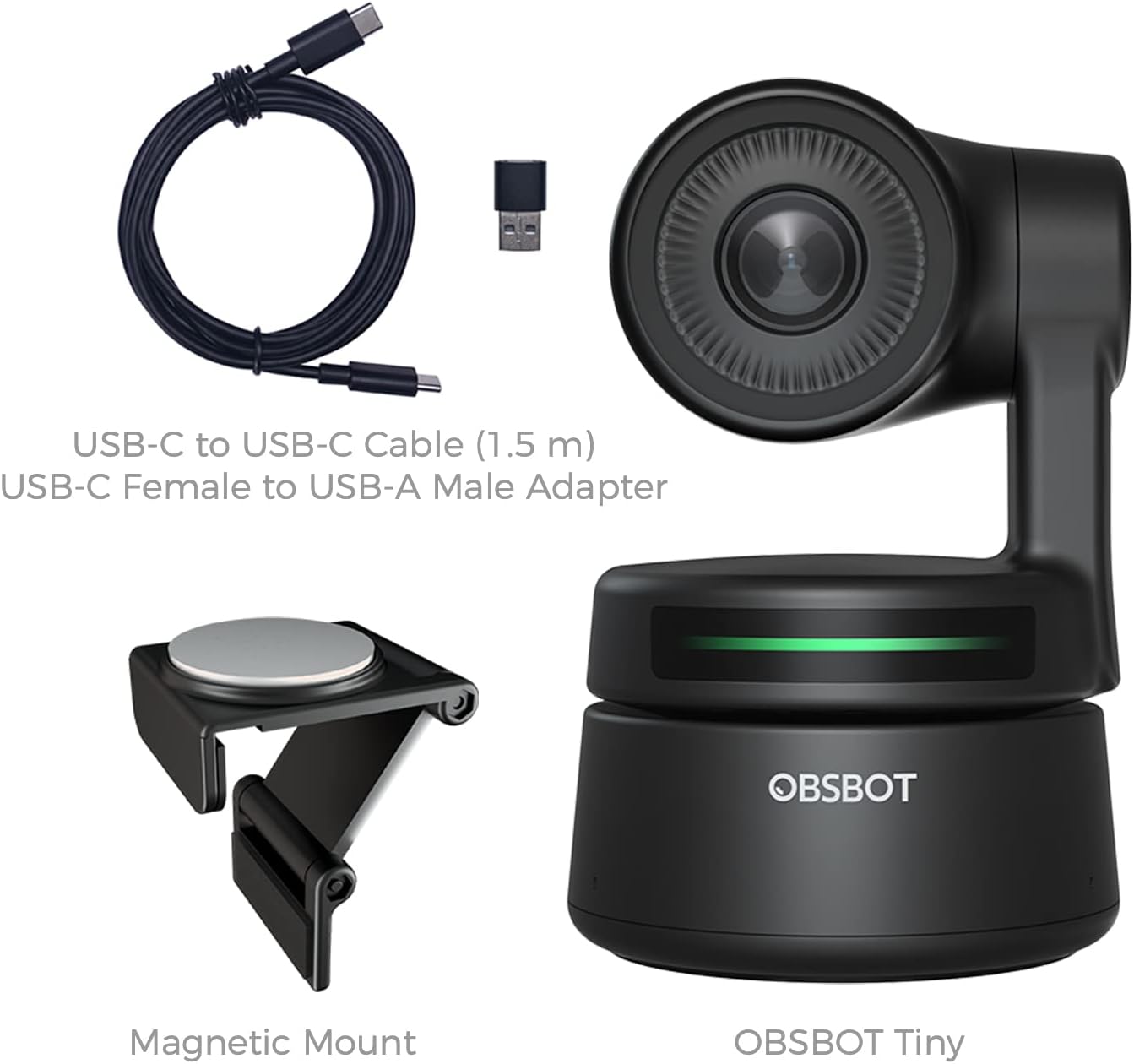 OBSBOT Tiny PTZ Webcam, AI-Powered Framing & Gesture Control, Full HD 1080p Webcam for Video Conferencing, 90-Degree Wide Angle, Low-Light Correction