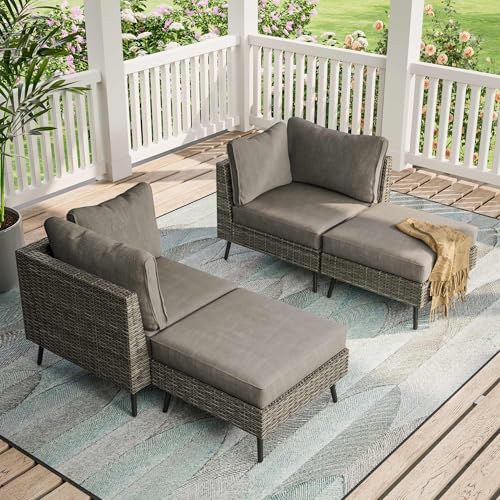 LAUSAINT HOME Outdoor Patio Furniture, 8 Piece Outdoor Sectional Sofa PE Rattan Wicker Patio Conversation Sets