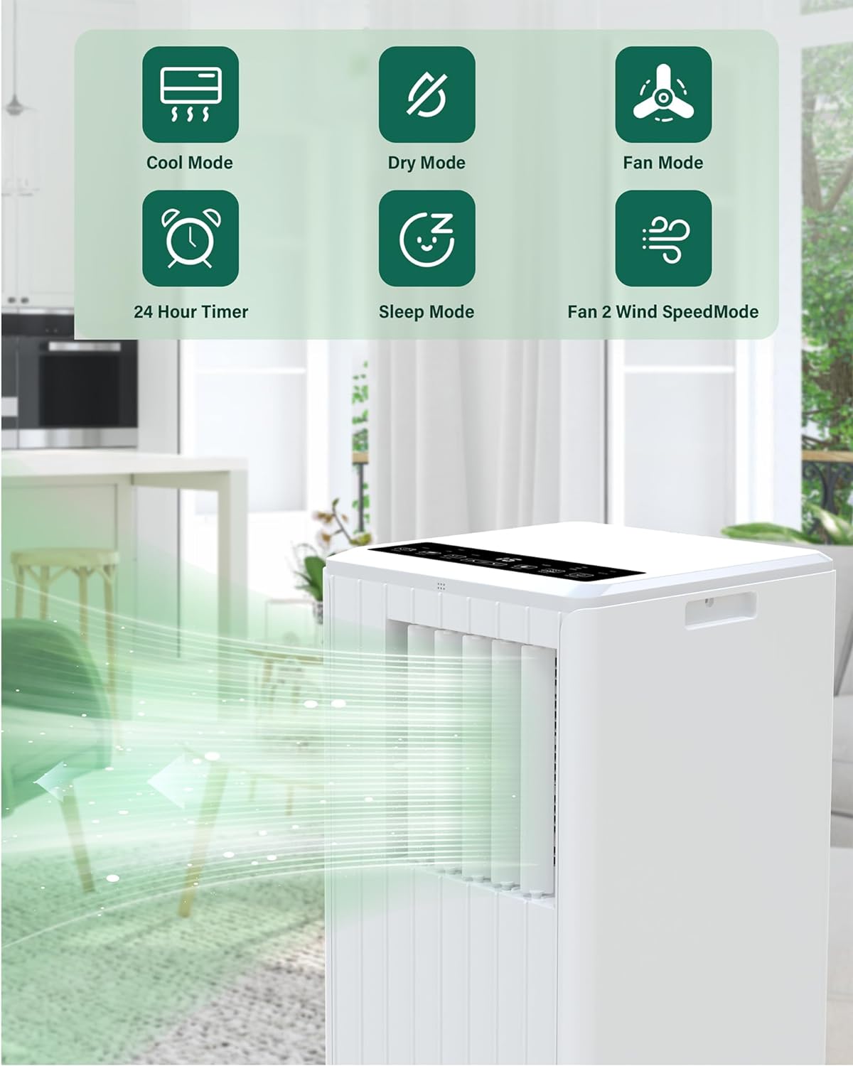 Portable Air Conditioners, 8000 BTU Air Conditioner Portable for Room up to 350 Sq. Ft. with Remote Control, White