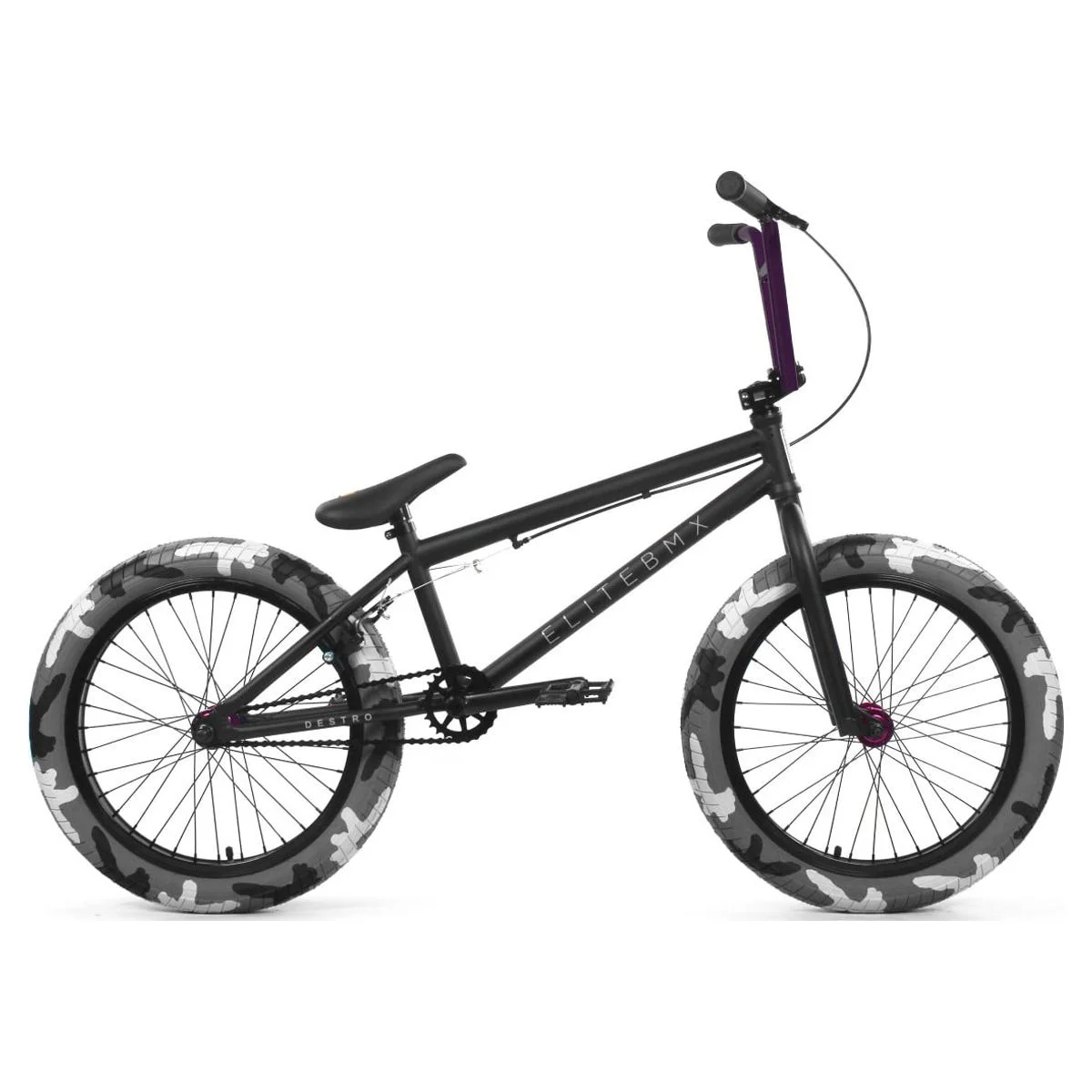 Elite BMX Destro 20 In. Bike, Black Camo and Purple - Radiant Selections