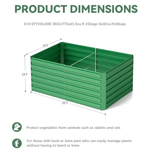 FOOWIN 2pcs 8x4x2ft Galvanized Raised Garden Bed, Planter Raised Garden Boxes Outdoor, Large Metal Raised Beds for Gardening