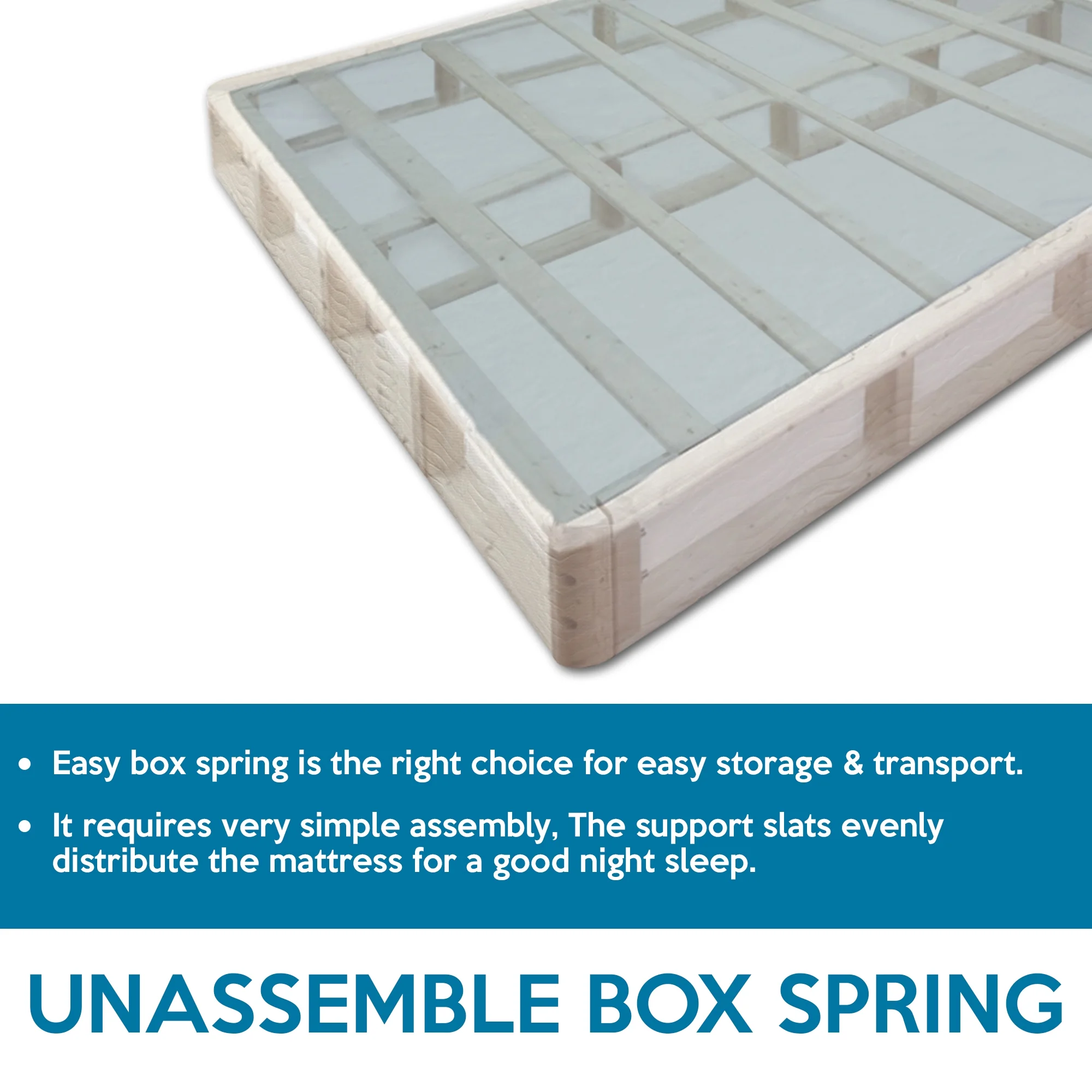 Continental Sleep, 5" Wood Box Spring for Mattress Support with Simple Assembly, Full