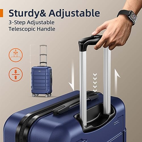 SHOWKOO Luggage Sets Expandable PC+ABS Durable Suitcase Double Wheels TSA Lock Black