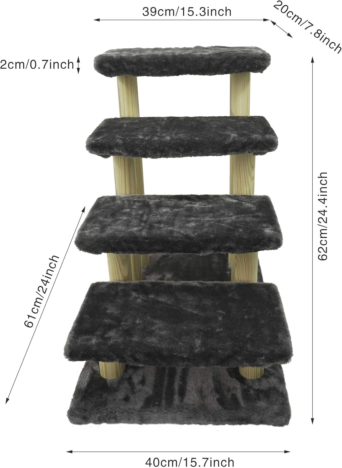 Cowboy Wooden pet Stairs 4-Step pet Ladder cat Dog Easy Stairs with Detachable Carpet for high Bed and Couch (Navy Blue) Pack of 2