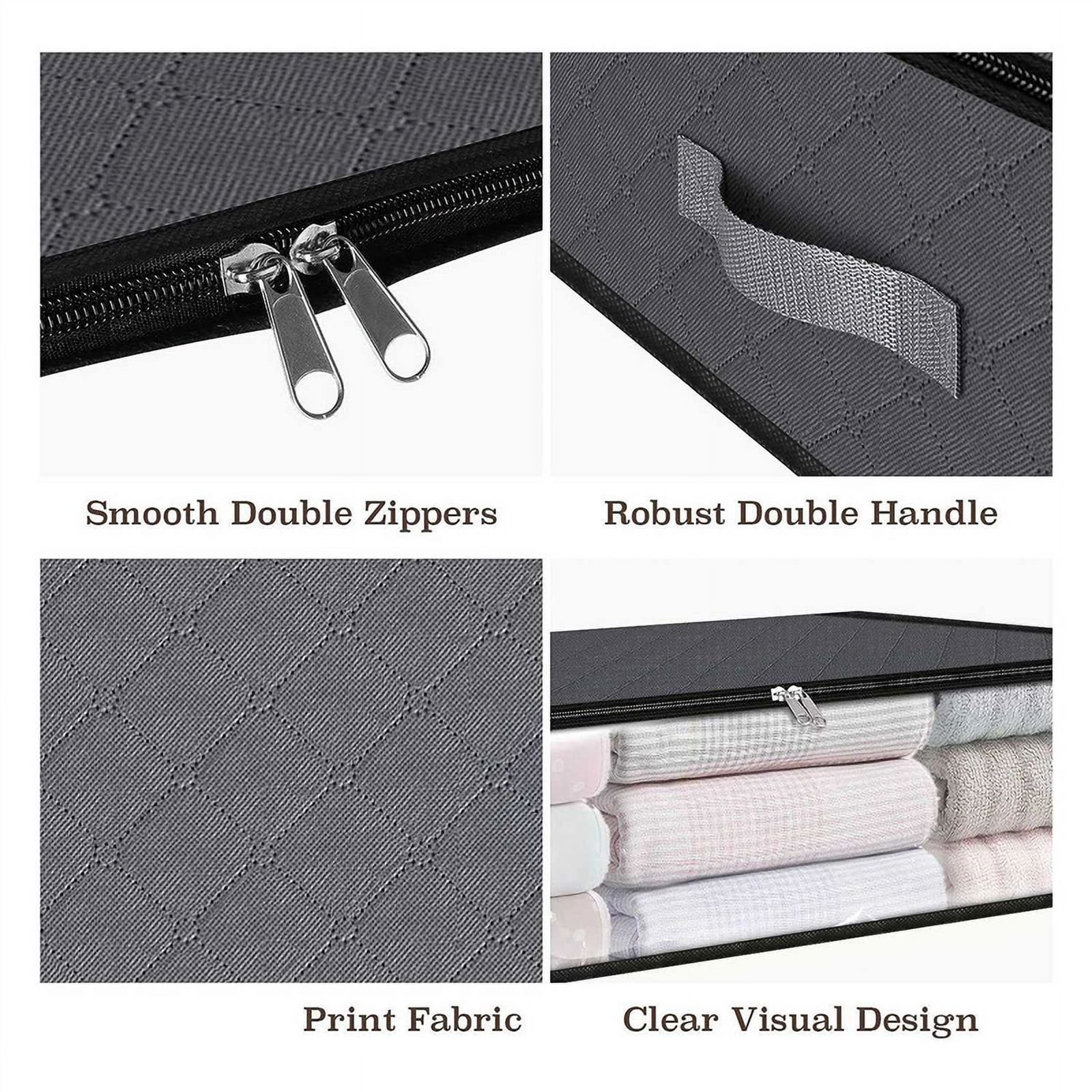 Storage Bags, Clothes Storage, Under Bed Storage Containers with Handles, Capacity Storage Bins, Foldable 6Pcs,6 x Storage Bags,grey