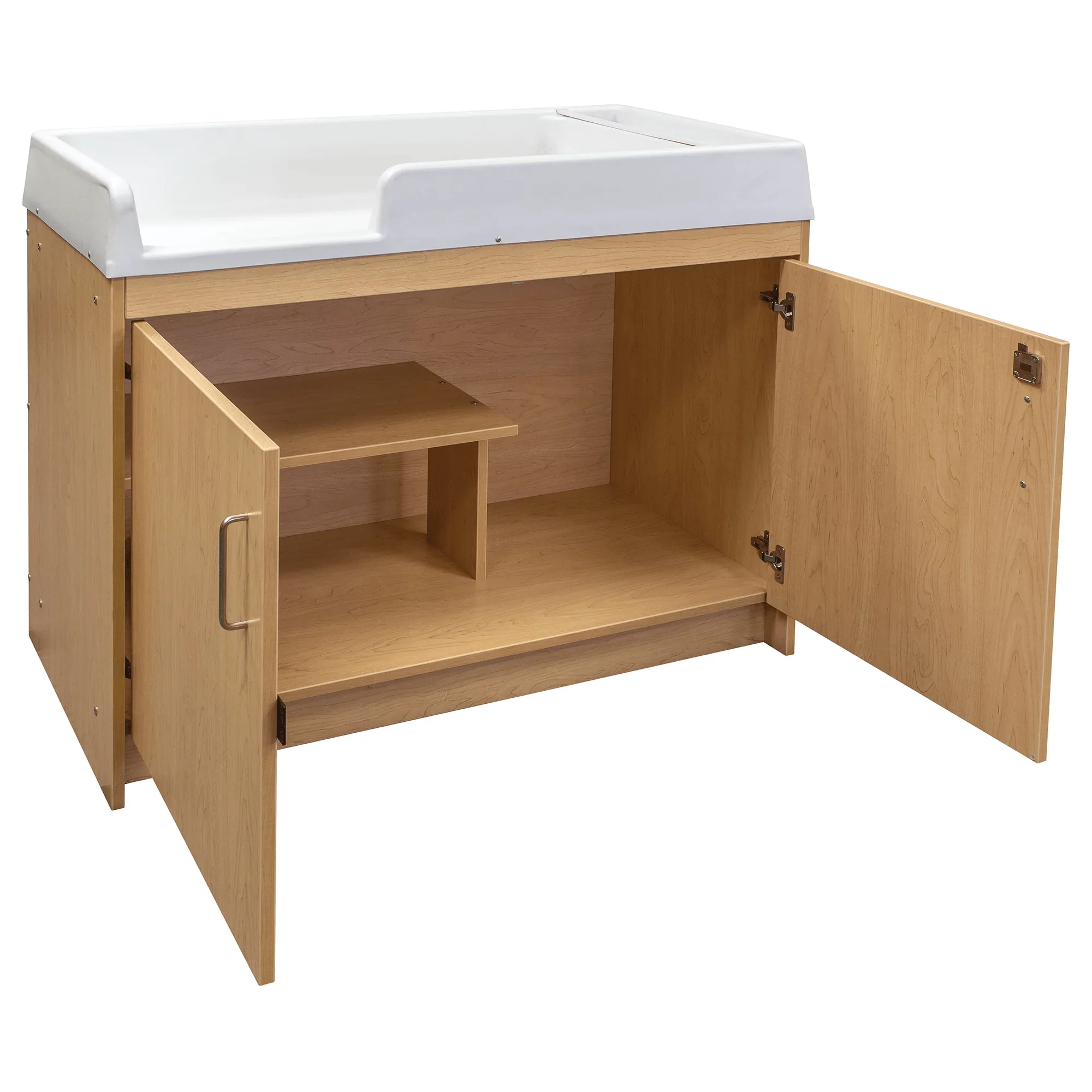 Tot Mate Baby Changing Table with Storage Cupboard, Nursery Furniture, Maple Wood,