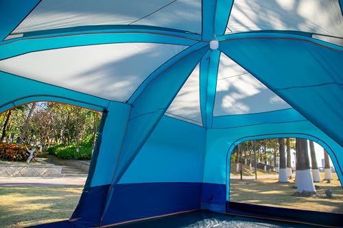 KTT Extra Large Tent 10-12-14 Person(Style-B),Family Cabin Tents,2 Rooms,3 Doors and 3 Windows with Mesh,Straight Wall,Waterproof,Double Layer