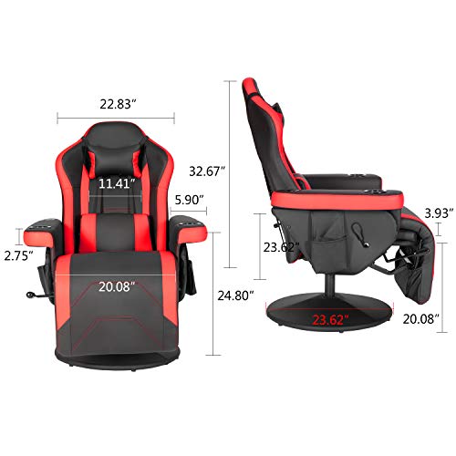 Modern-Depo Gaming Recliner Chair with Speakers, Massage, High Back, Cupholder, Headrest, Lumbar Support