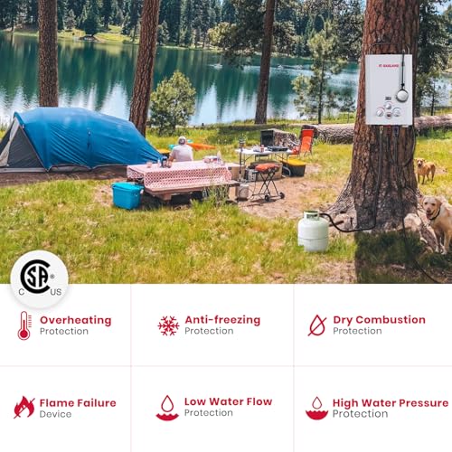 GASLAND BE158 Propane Tankless Water Heater 6L, Outdoor Portable Hot Water Heater, Overheating Protection, Easy to Install