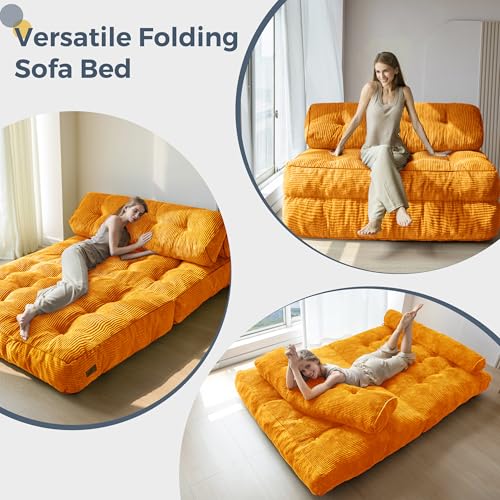 MAXYOYO Folding Sofa Bed, Convertible Sleeper Chair with Pillow Foldable Mattress with Back Support