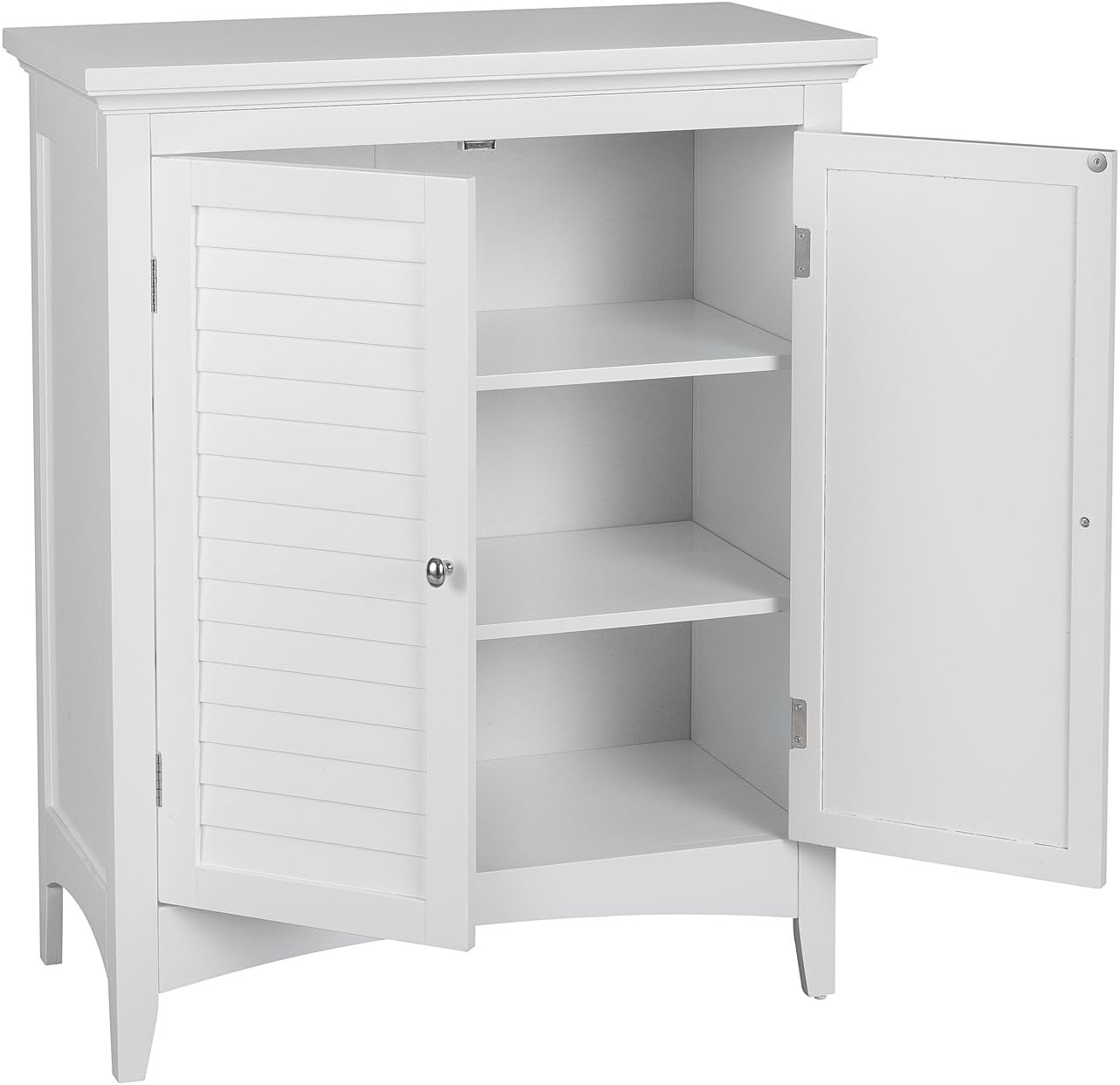 Elegant Home Fashions Glancy Freestanding Floor Cabinet Bathroom Kitchen Living Room Home Storage with 2 Shutter Doors 2 Adjustable Inner Shelves
