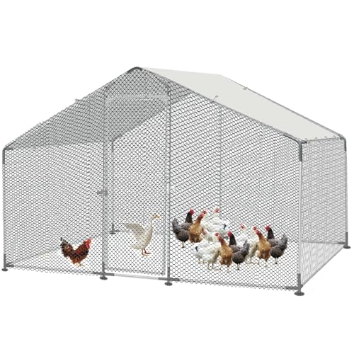 Morngardo Chicken Coop Large Metal Run for 40 Chickens Walk in Yard Poultry Cage Hen House with Waterproof Cover (193.75 Square Feet)