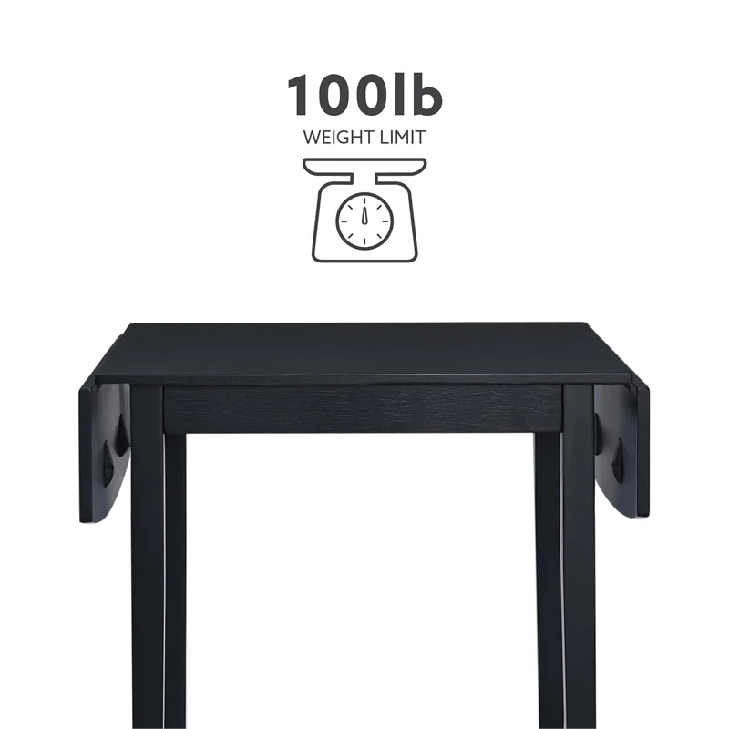 Linon Ervin Wood Square Drop Leaf Table in Black