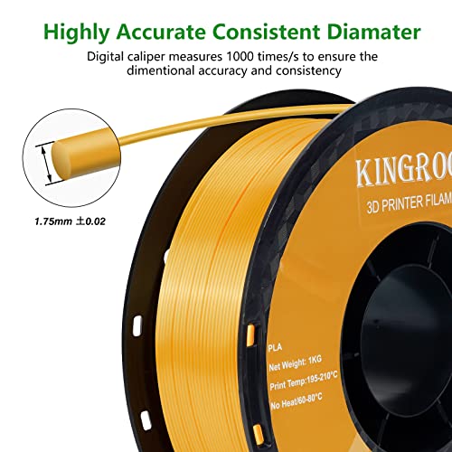 Kingroon Silk PLA Bundle 3D Printer Filament, Dimensional Accuracy +/- 0.03 mm, 10 kg Spool(22lbs)