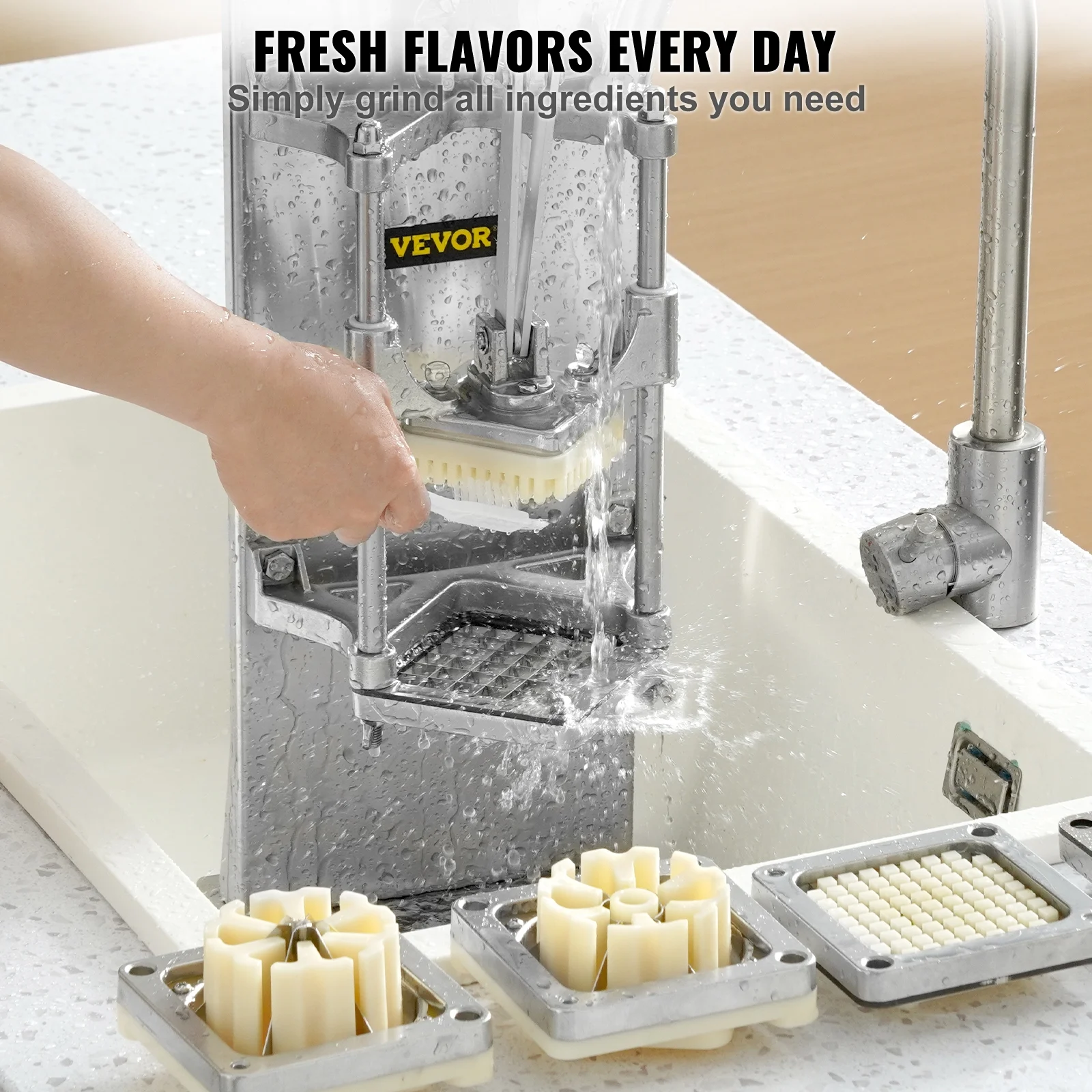 BENTISM Commercial Vegetable Dicer French Fry Cutter with 4 Blades Wedge Slicer