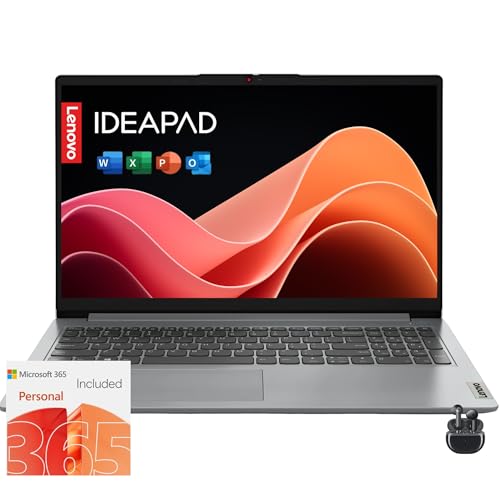 Lenovo IdeaPad 1i Laptop with Microsoft 365 Home and Business • 12GB RAM • 1TB Cloud Storage and 256GB SSD • Intel Core • 15 Anti-Glare Screen •