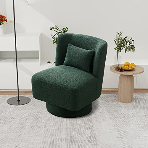 Swivel Barrel Chair, Comfy Round Accent Sofa Chair for Living Room, 360 Degree Swivel Barrel Club Chair with a Pillow, Leisure Arm Chair for Nursery