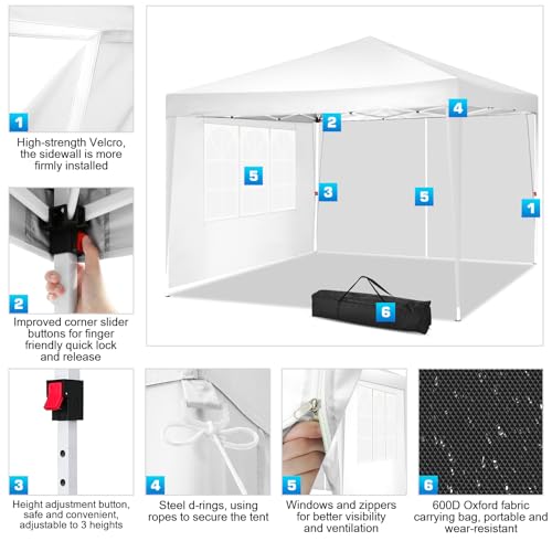 COBIZI Canopy 10x20 Pop Up Canopy Tent with 6 Sidewalls Party Tents for Parties Weddings Backyard Waterproof Canopy Outdoor Commercial Canopy Event