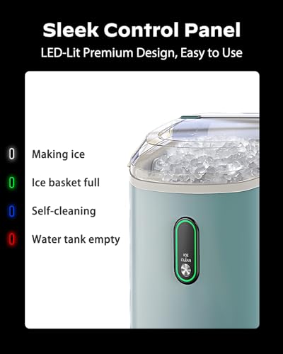 Nugget Ice Maker Countertop, Silonn Chewable Pellet Ice Machine with Self-Cleanin Function, 33lbs/24H Portable Ice Makers for Home Kitchen Officce
