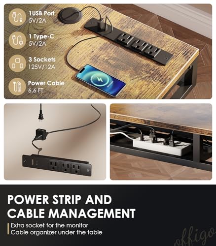 OffiGo 63 Inch L Shaped Electric Standing Desk with Drawers, Height Adjustable Large Desk with Power Outlets, Sit Stand Table