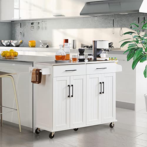 Yaheetech Kitchen Island Cart with Storage & Stainless Steel Countertop