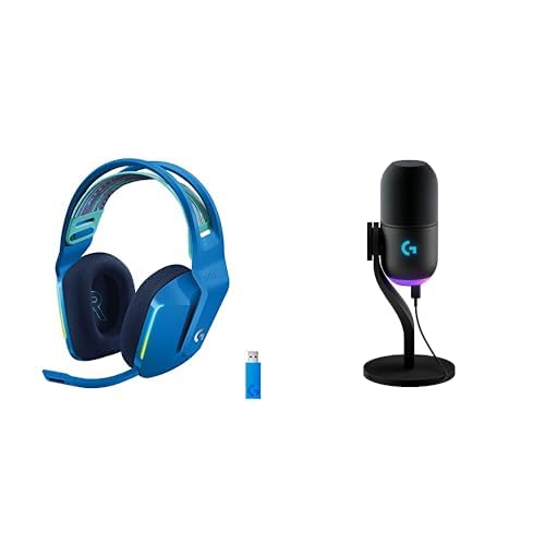 Logitech G733 Lightspeed Wireless Gaming Headset, Suspension Headband, Lightsync RGB, Blue VO!CE Mic, PRO-G Audio – Black, Gaming Headset Wireless