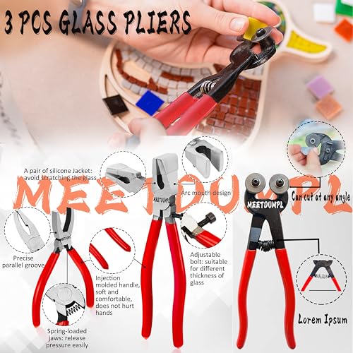 MEETDUMPL Stained Glass Kit，Stained Glass Kits for Adults，Glass Grinder，Stained Glass Grinder，5/8" + 1" Diamond Grinder Bit,80W Soldering Iron Kit