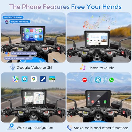 Carpuride W603 Motorcycle Carplay Screen, Wireless CarPlay & Android Auto for Moto, Remote Control，6.3" Waterproof Touchscreen, BT Trans