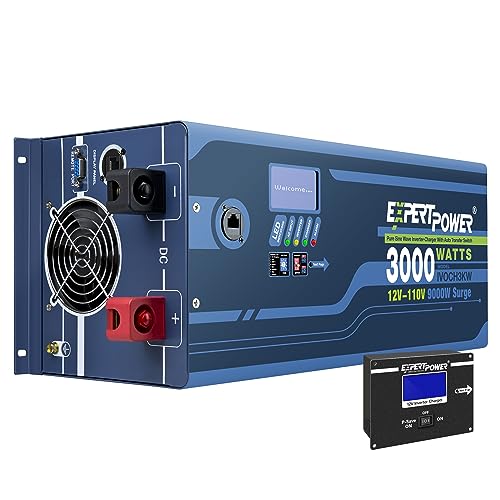 ExpertPower 3000W Pure Sine Wave Inverter Charger | Peak 9000W | DC 12V