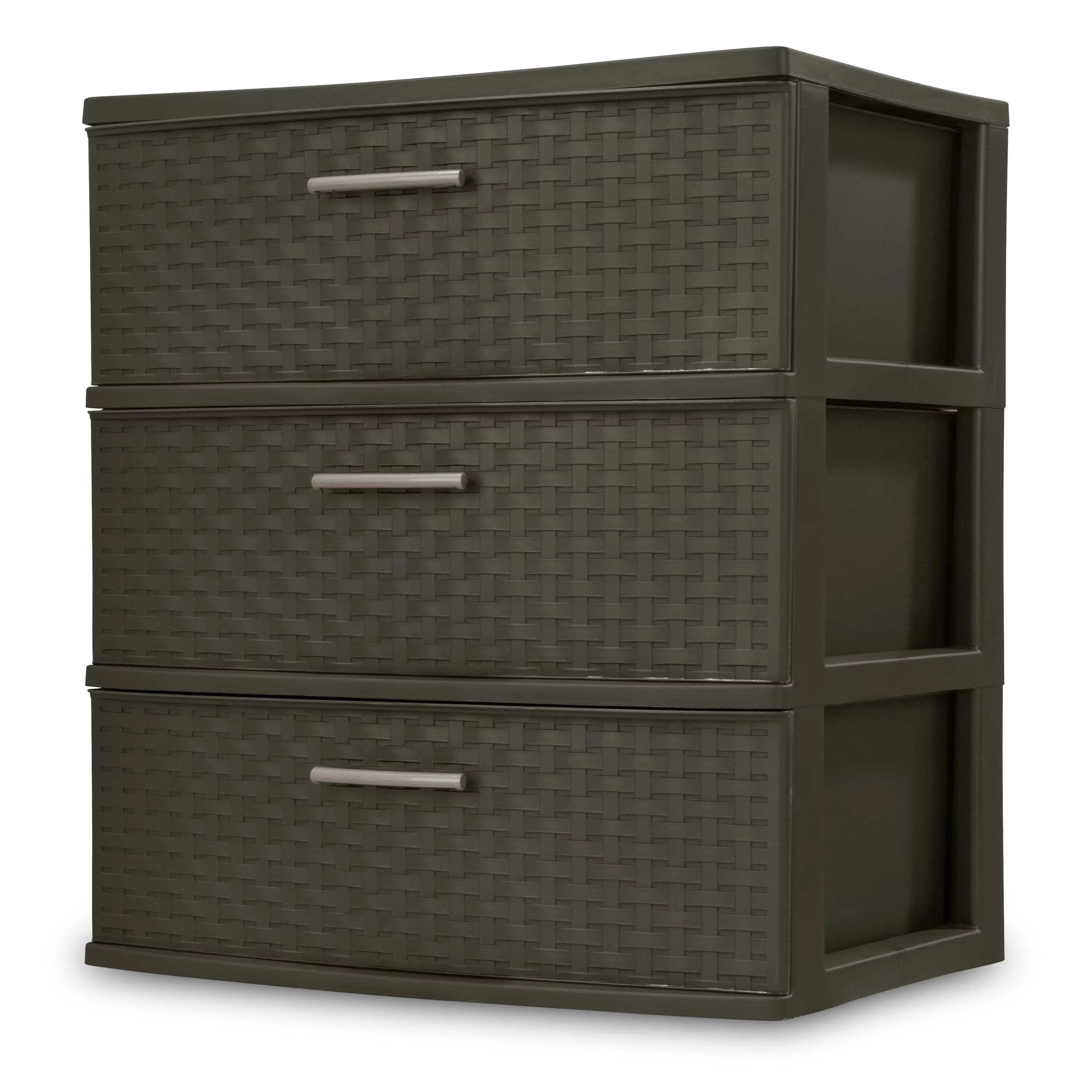 (2 pack) Sterilite 3 Drawer Wide Weave Tower Espresso