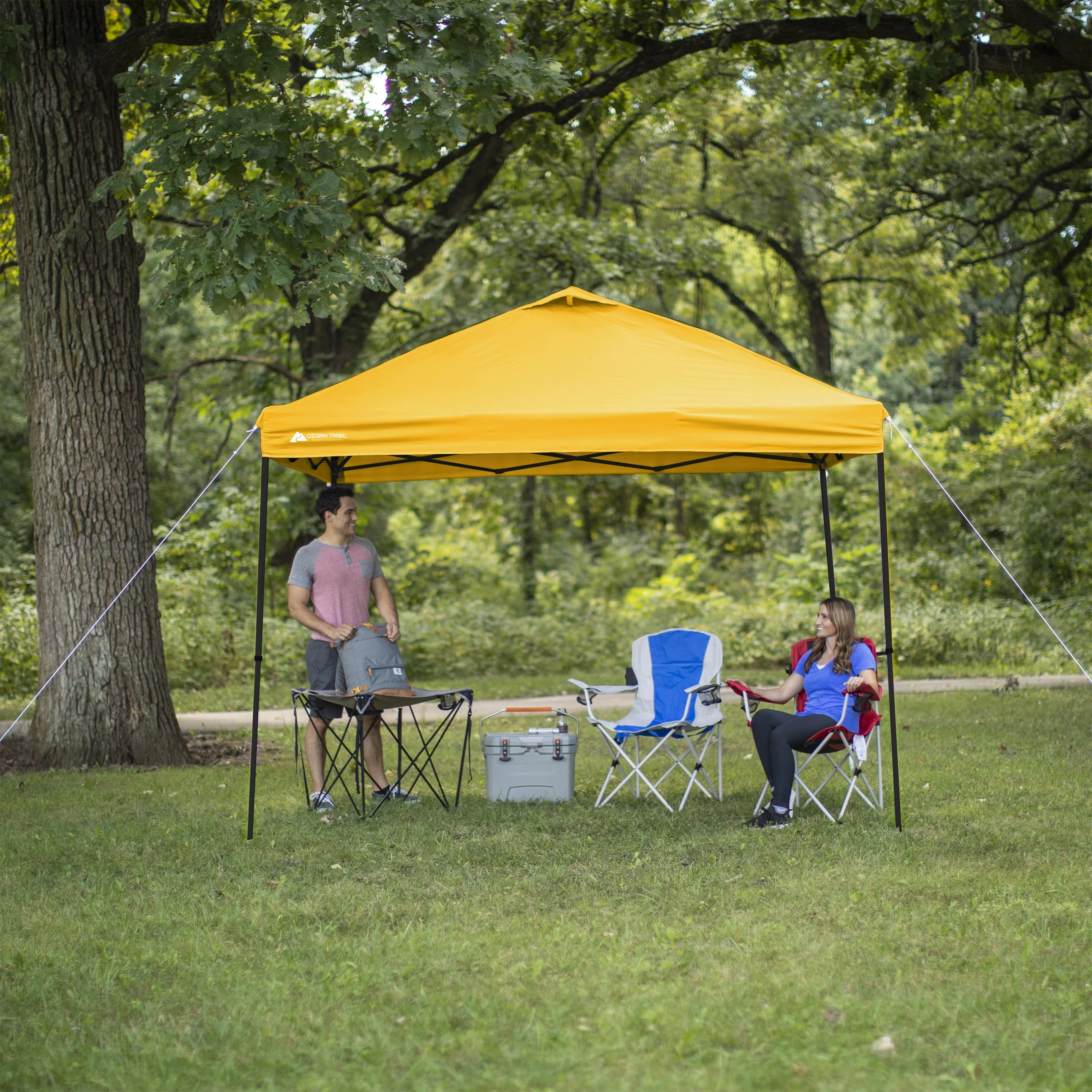Ozark Trail Simple Push Straight Leg Instant Canopy, White, 10 ft x 10 ft