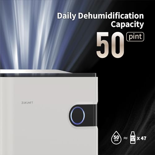 Dehumidifier Home Moisture LED Quiet Humidity Control,4500 SqFt 50 Pint,Large Water Tank,Auto Off,Child Lock,Energy Saving,3 Modes