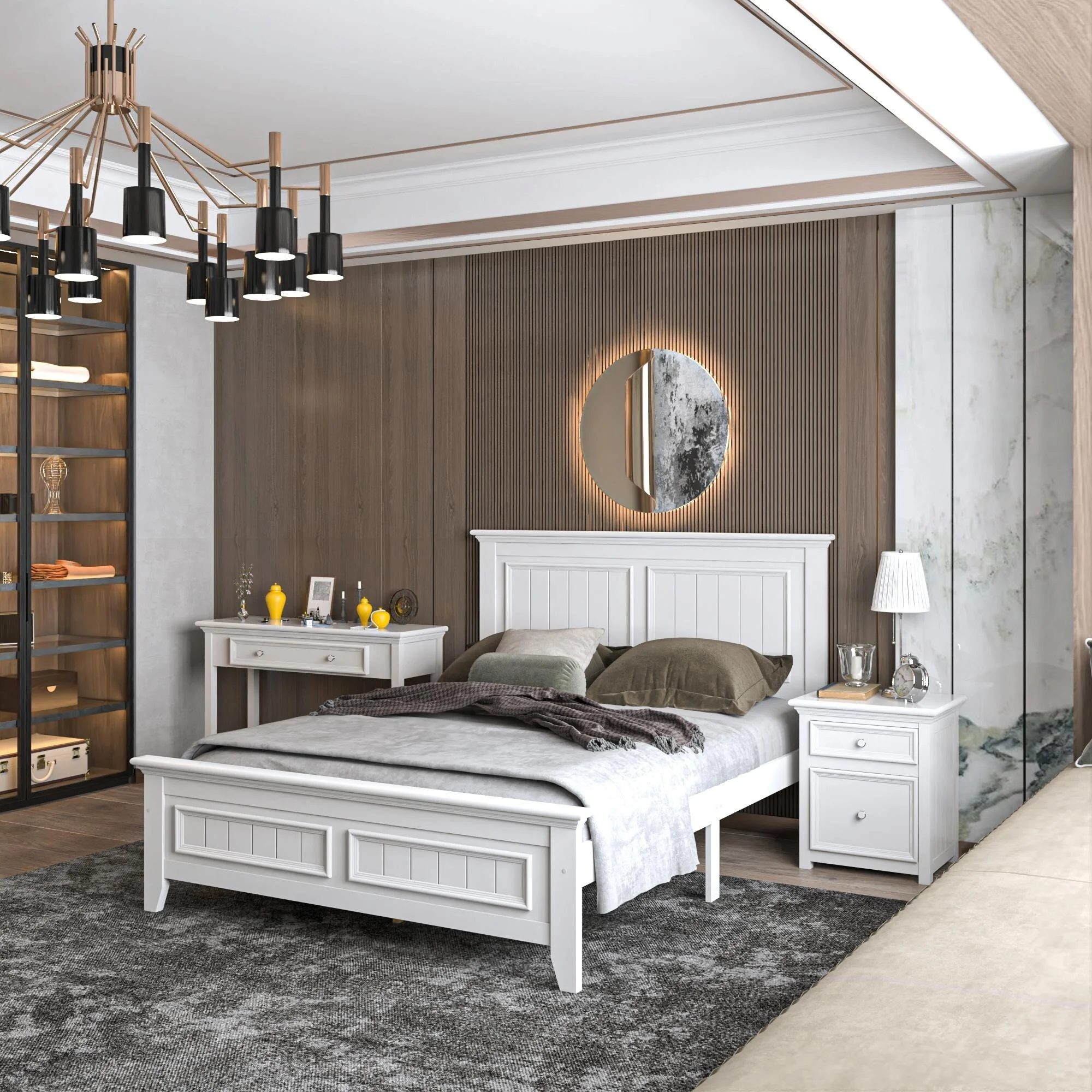 Solid Wood Bed Frame: Modern Country-Inspired Elegance Queen