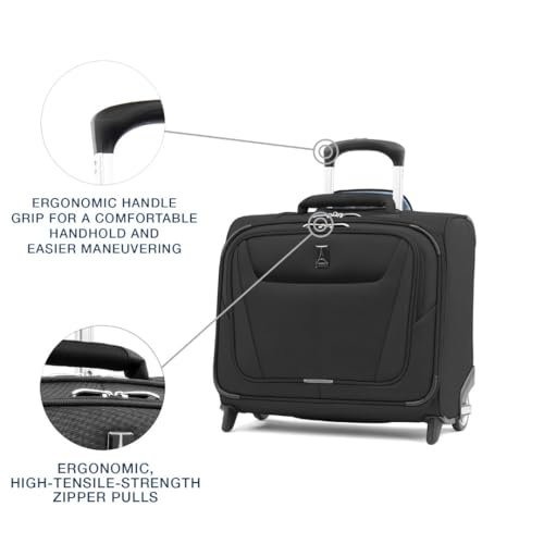 Travelpro Maxlite 5 Softside Lightweight Rolling Underseat Tote Upright 2 Wheel Bag, Men and Women, Black, 16-Inch