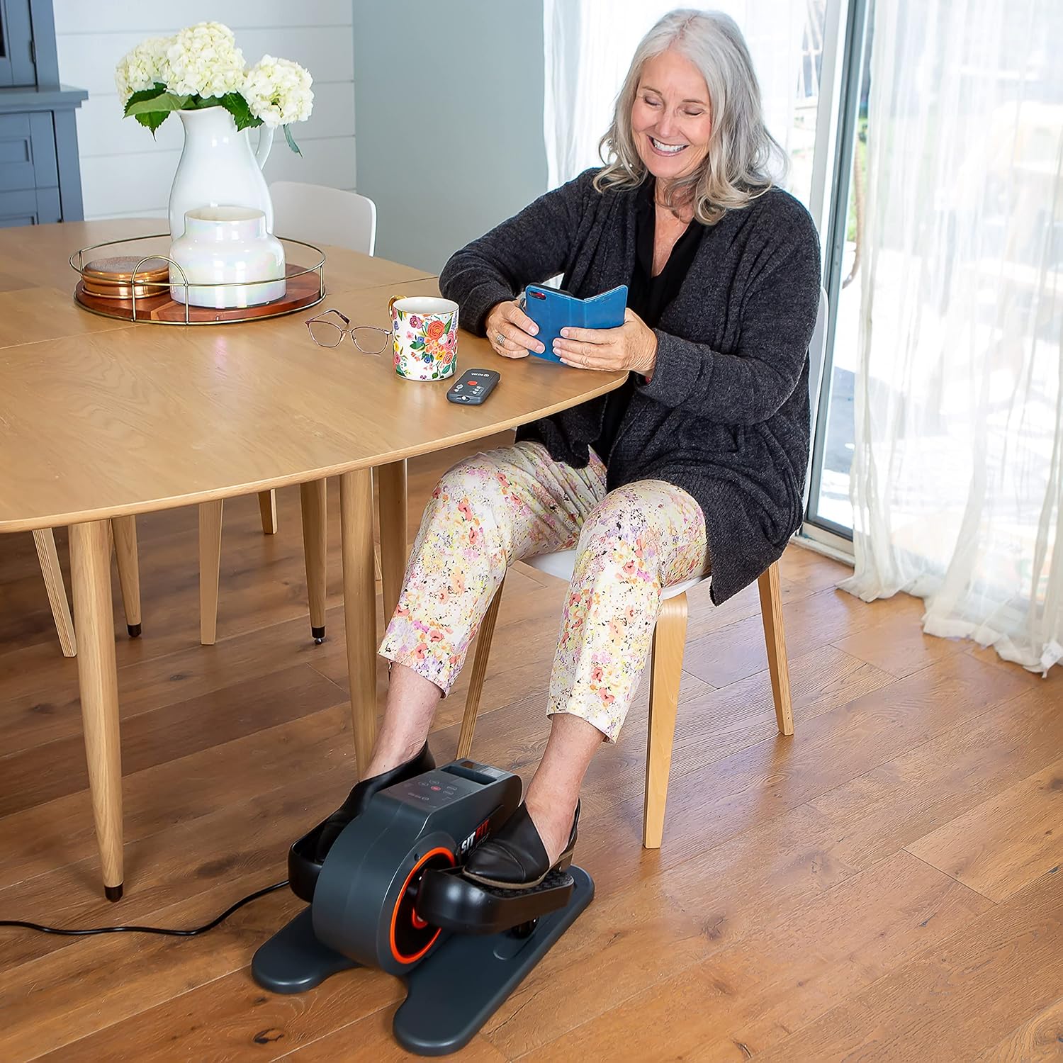 SITFIT, Sit Down and Cycle! Powered Foot Pedal Exerciser for Seniors, Under Desk Elliptical Exercise Bike