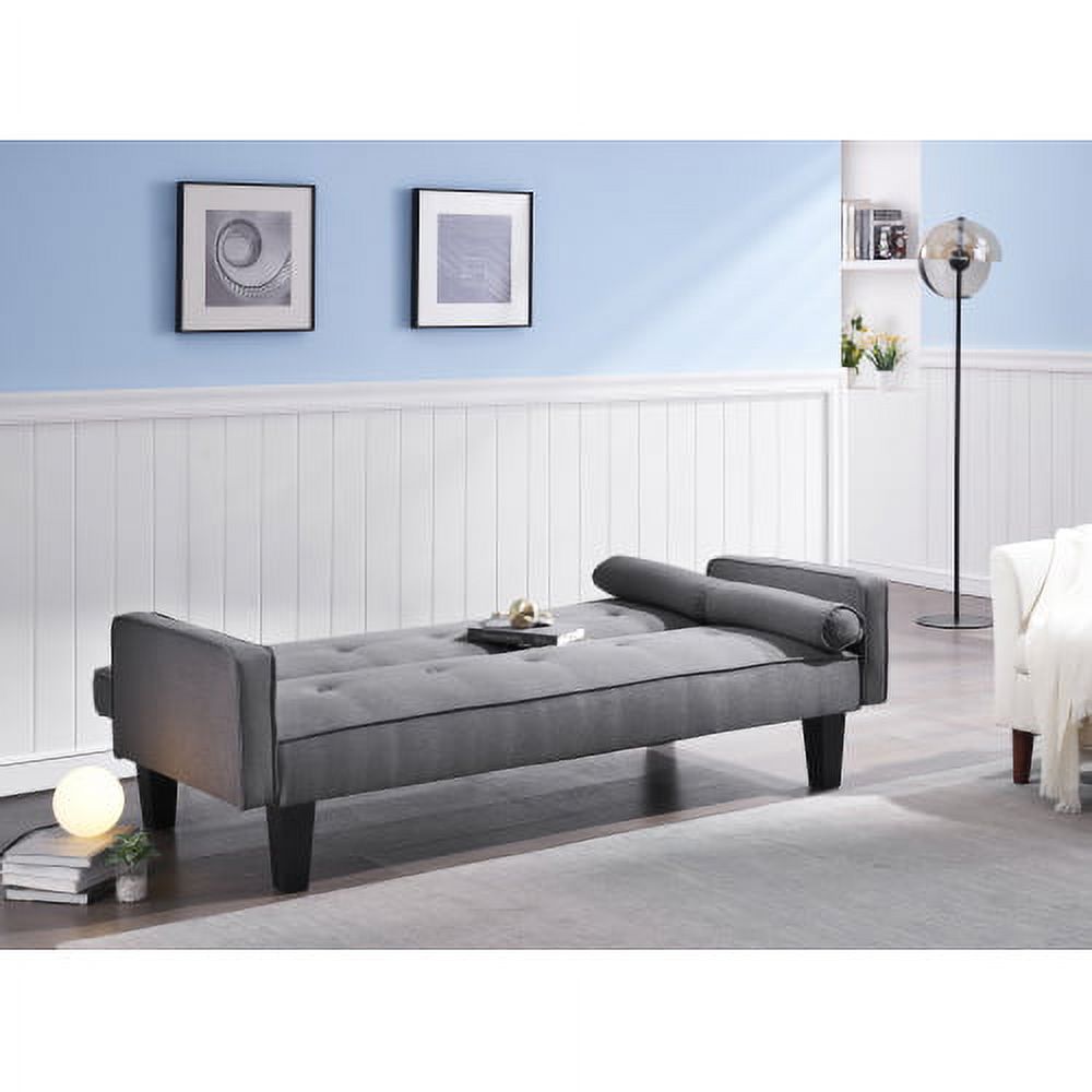 2059 sofa convertible into sofa bed includes two pillows 72" dark grey cotton linen sofa bed for family living room